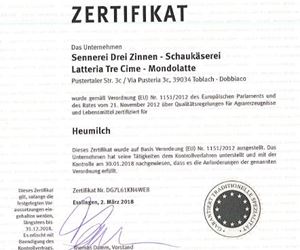 Heumilch - Zertifikat